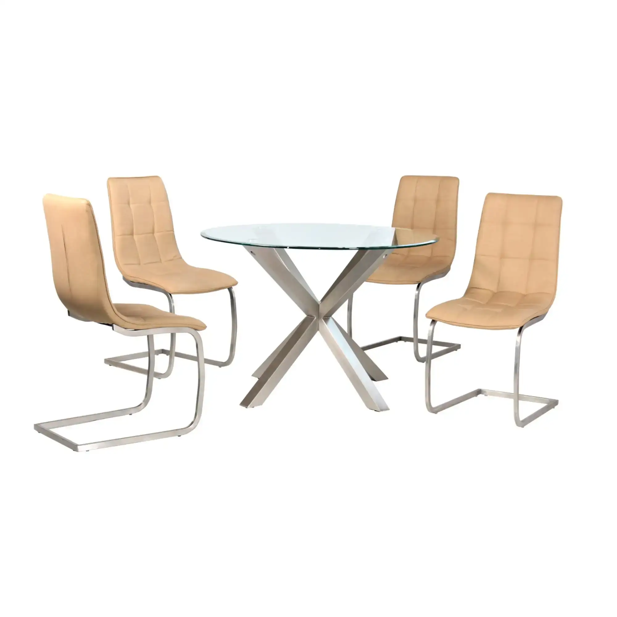 Nelson-Table-with-4-x-Olivia-Brown-Chairs
